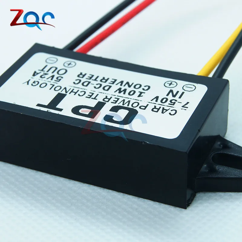 DC-DC 7-50 в до 5 В 2 а 10 Вт автомобильный преобразователь питания Micro Mini USB понижающий адаптер питания с низким нагревом и автоматической защитой