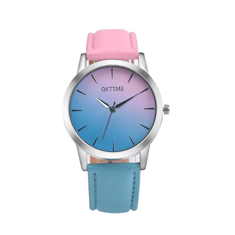 Часы luxry Ретро Радужный дизайн кожаный ремешок аналоговые из сплава часы Reloj de напульсник cuarzo кварцевые часы Прямая поставка 18jul17