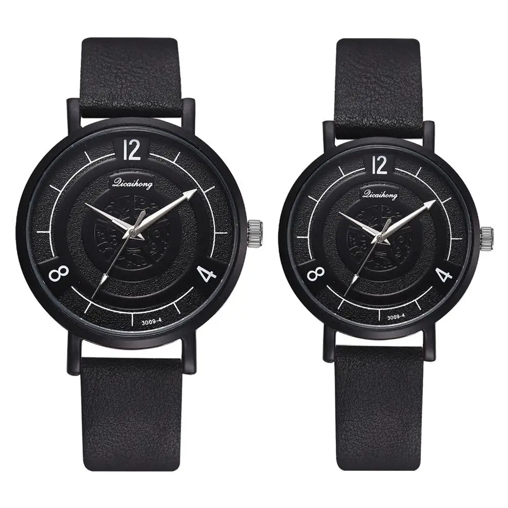 Пара часов для женщин и мужчин повседневные кожаные кварцевые наручные часы