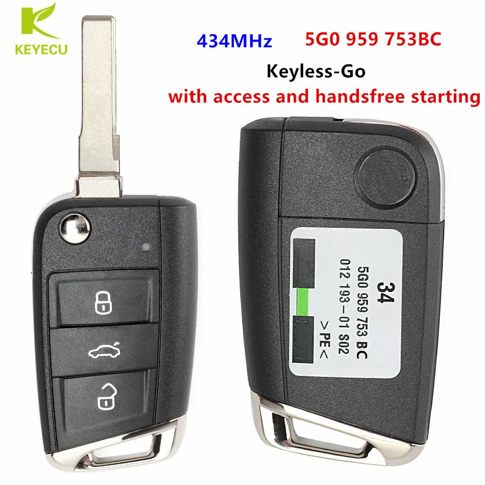 Оригинальный дистанционный ключ брелок KEYECU OEM с 3 кнопками без ключа Go 434 МГц ID48