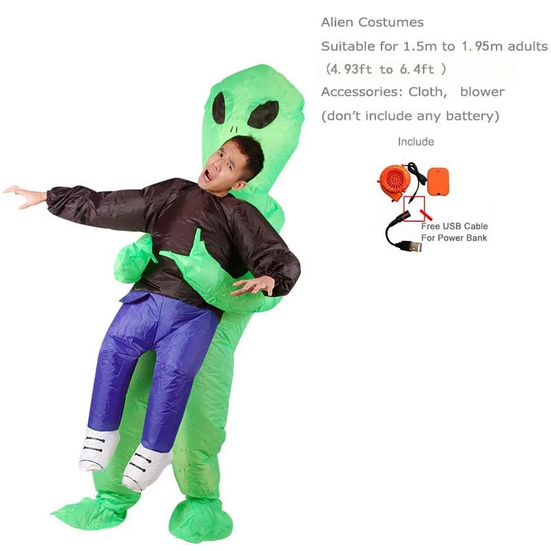 Alien Costume Надувные костюмы инопланетянина для мужчин, fantasia adulto Monster Scary Green Alien, вечерние костюмы на Хэллоуин для взрослых - Цвет: Alien Costume