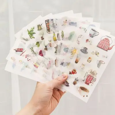 Милые цветы и птицы животные наклейки комбинация прозрачный DIY альбом мобильный телефон креативные канцелярские принадлежности мультфильм наклейки