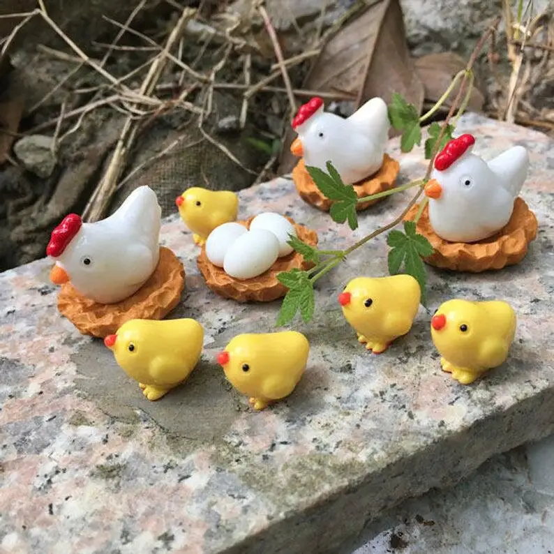 15 шт. миниатюрный набор из крошечных куриц и яиц курятник Феи Садовые