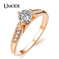 umode 1ct top cz wedding finger rings for women engagement classic gold color vintage jewelry bague femme argent jr0075a