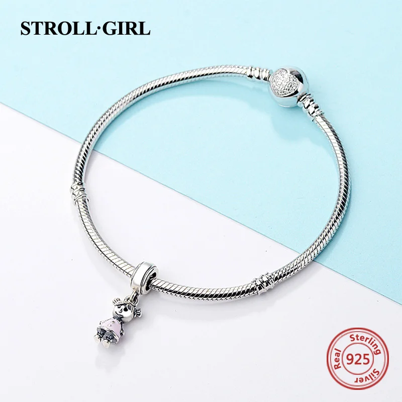 Strollgirl,,, 925 пробы, серебро, пара, маленькая девочка и подвеска для мальчика, очаровательный браслет для девочек, модный, сделай сам, ювелирное изделие