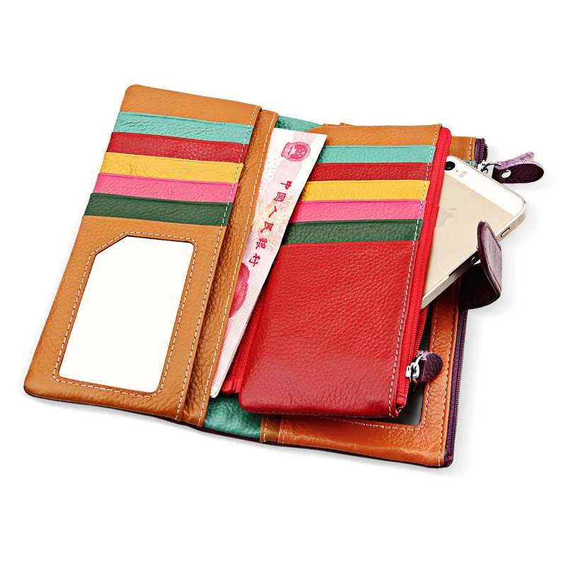 Бизнес натуральная коровья кожа женские кошельки большой емкости 12 Держатель