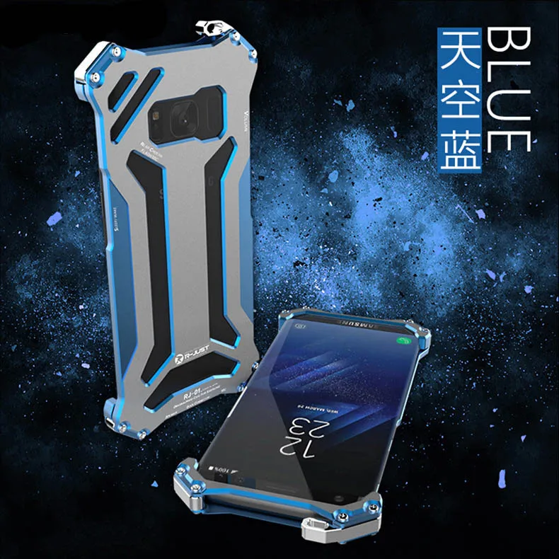 R-JUST Gundam металлический чехол алюминиевый чехол для samsung s8 Броня противоударный чехол для телефона s для samsung galaxy s8/s8 plus - Цвет: Синий