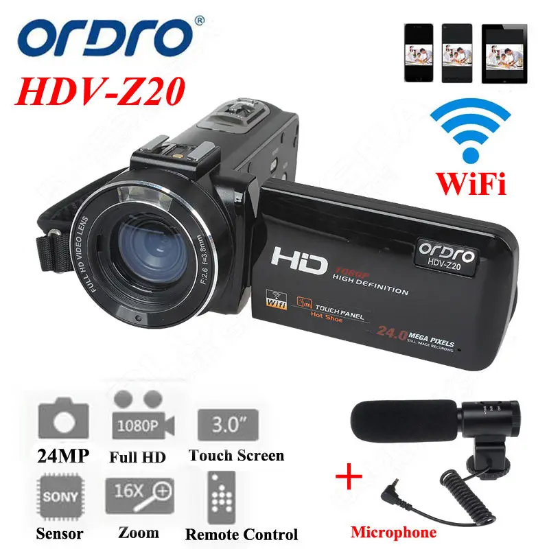 Ordro Z20 3 &quotсенсорный экран Экран цифровой Камера Full HD 1080P 24MP 16X зум видеокамера с