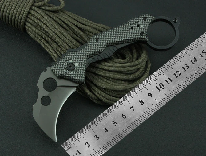 Karambit нож из углеродного волокна с узором DA46 складной для отдыха на природе EDC
