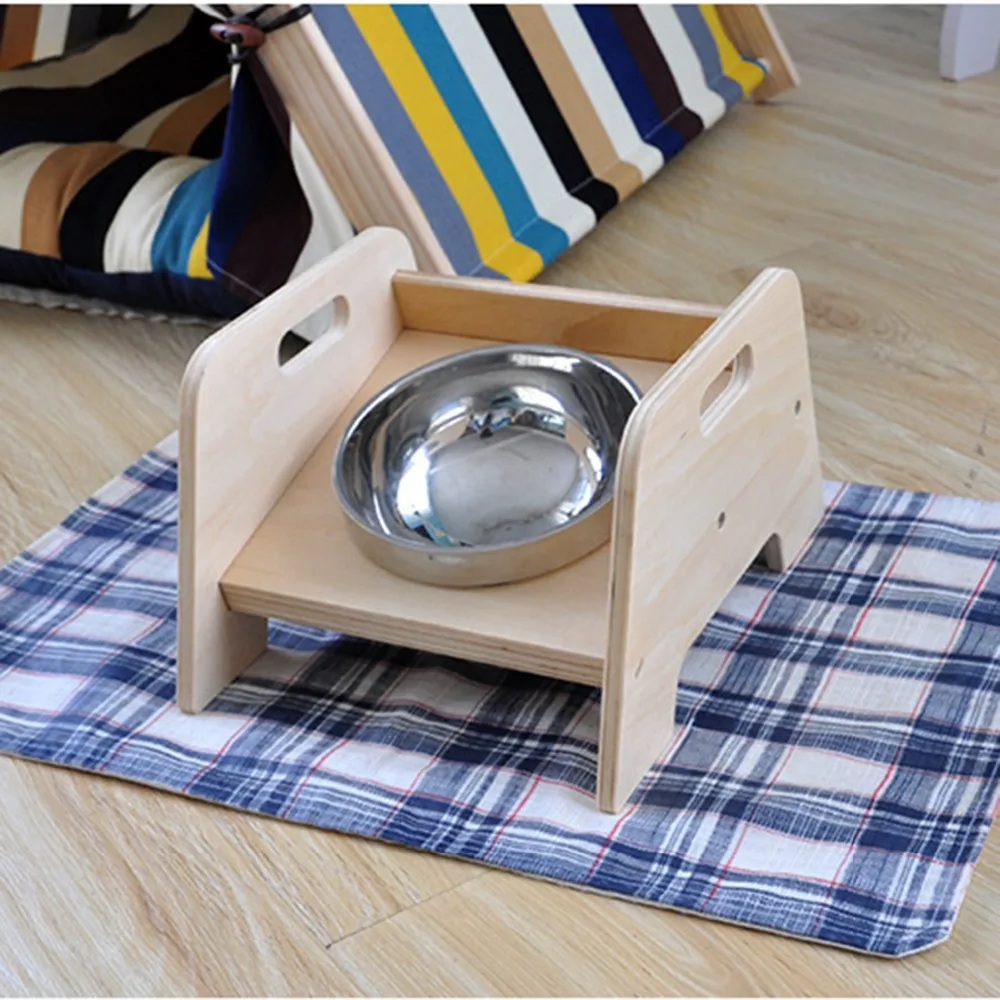 Противоскользящая миска из нержавеющей стали для кошек и собак Деревянная воды