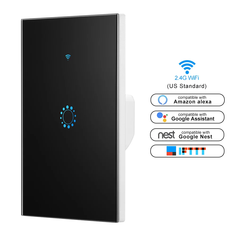 Нам Стандартный Smart Wi-Fi настенный сенсорный выключатель света 1/2/3 Gang Touch/Wifi/приложение удаленный контроллер для умного дома работать с Alexa Google Home