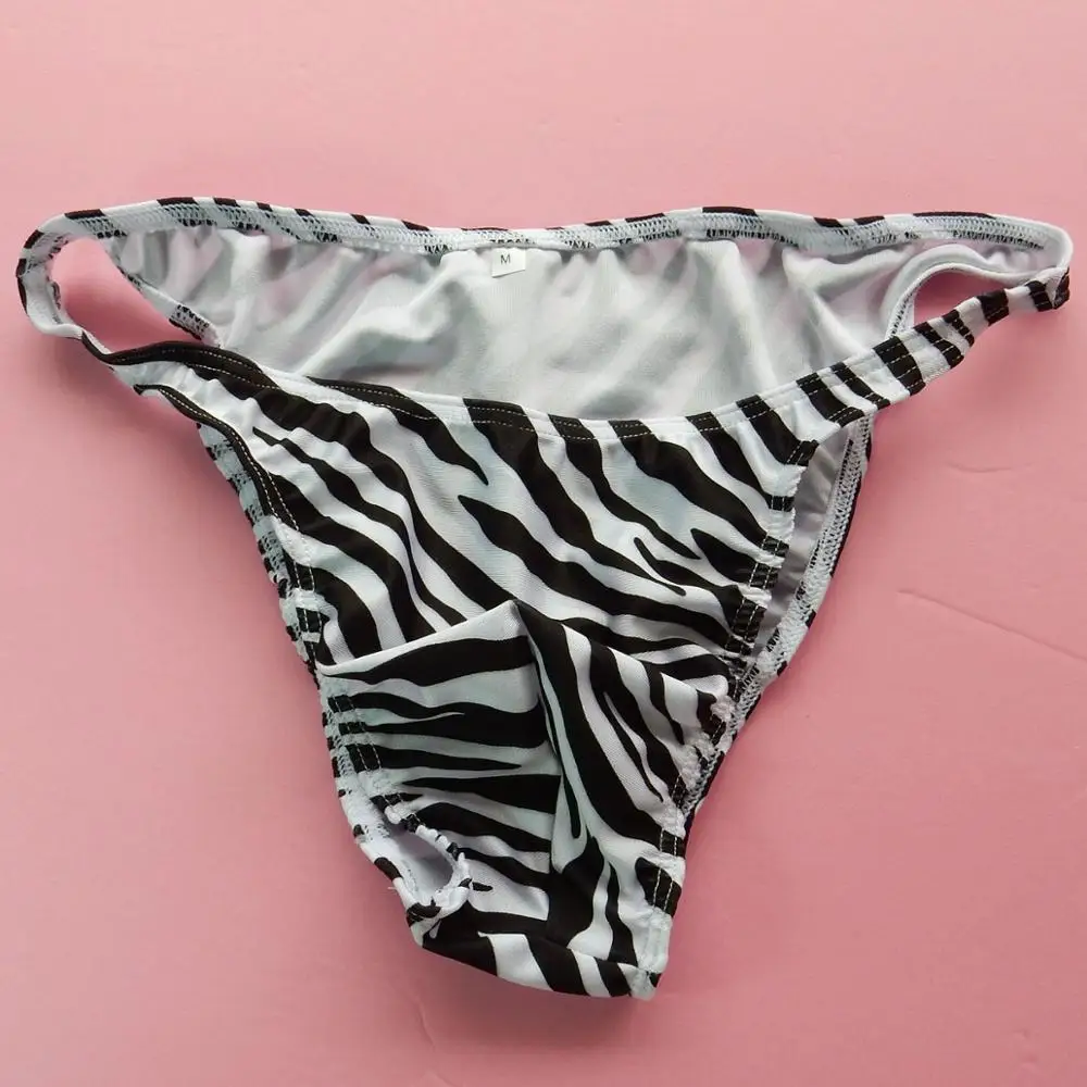 Мужские стринги бикини в полоску нейлон спандекс G3774 узкая талия wimsuit ткань Зебра