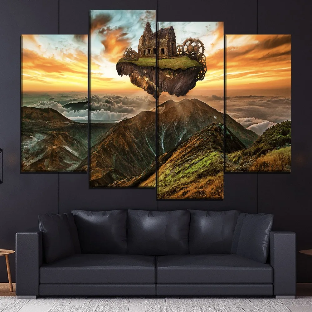 Печатные плакаты настенные картины с изображением гор зданий двигателей