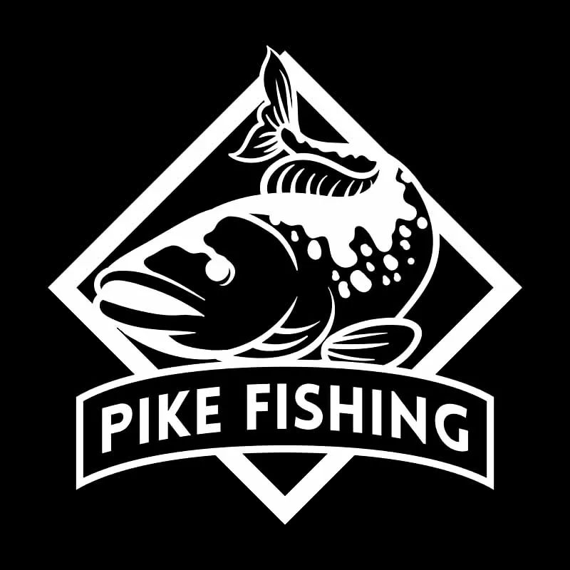 YJZT 14.6CM*14.8CM Pike Fishing Vinyl Car Sticker Cute Fish Truck Window Decal Decor Black/Silver C24-1057 | Автомобили и