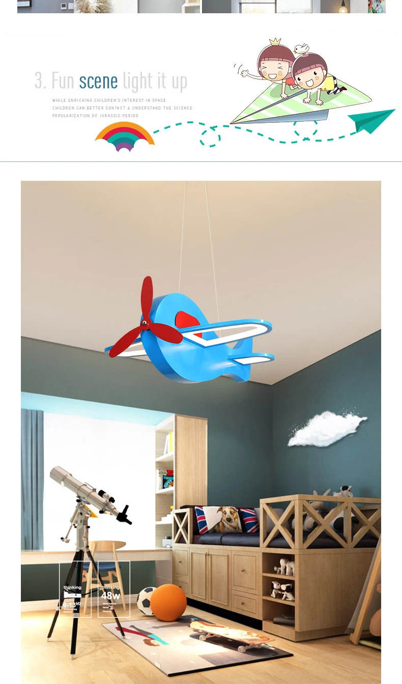 Modern led Hanging Chandelier for Children Room boy girl kids Room Hanging Plane Dream pendant Chandelier Fixture Free Shipping