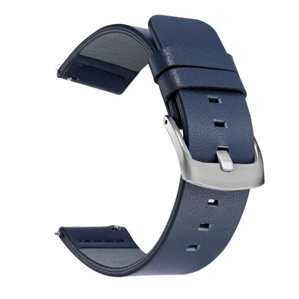 Silver Blue 20 мм 22 мм ремешок для часов из натуральной кожи для samsung Galaxy Watch 42 46 мм gear S3 спортивный ремешок для часов Quick Release 18 24 мм - Цвет ремешка: Silver Blue