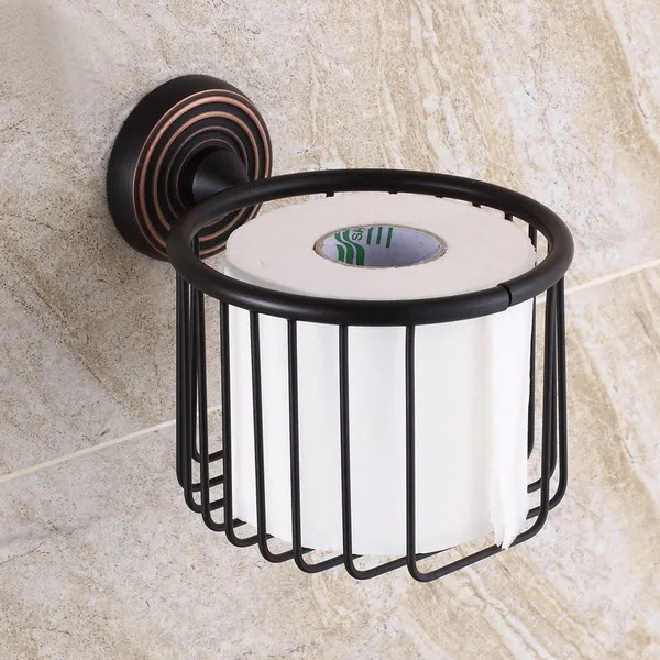 Basket Tissue Holder Масло втирают бронзовые аксессуары для ванной комнаты Набор полотенцесушитель держатель для туалетной бумаги настенный набор оборудования для ванной - Цвет: Basket Tissue Holder