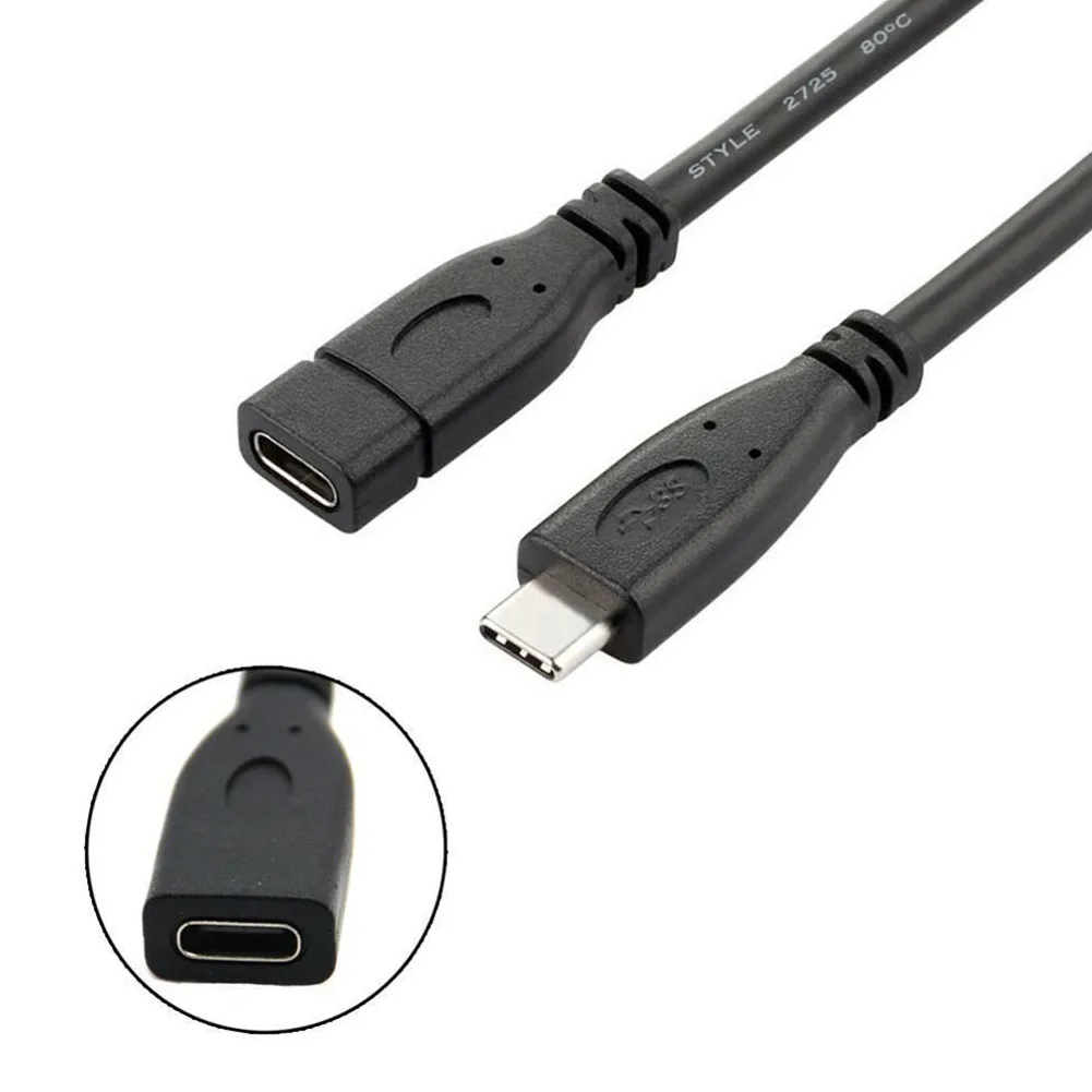 Черный 0,2 m-2 m type C аксессуары USB 3,1 части портативный удлинитель Кабель для передачи данных удлинитель для мужчин и женщин Черный Сменный прочный телефон - Цвет: Черный