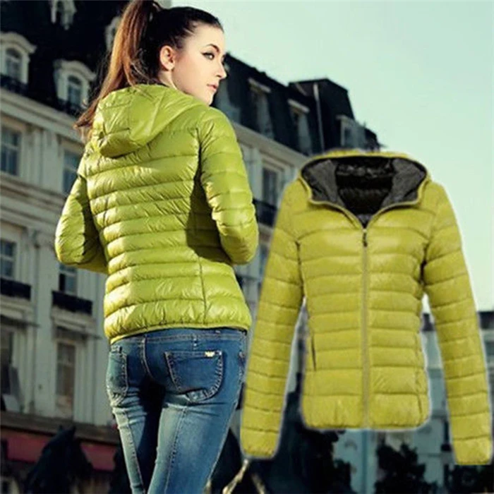 4 colors European and American long-sleeved hooded cotton padded jacket thin section short coat down women parka | Женская одежда
