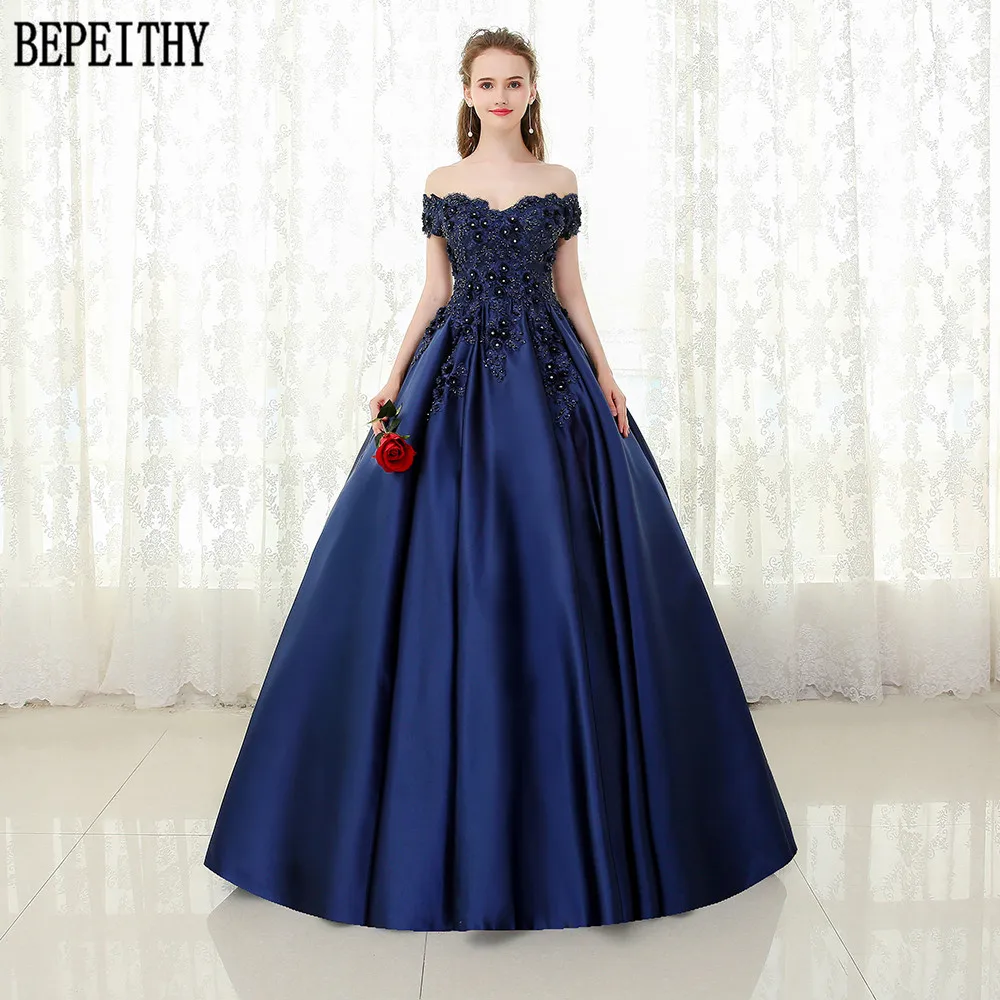 BEPEITHY, на заказ, vestido de festa, с v-образным вырезом, темно-синее, кружевное, расшитое бисером, винтажное платье для выпускного вечера, с открытыми плечами, длинное вечернее платье