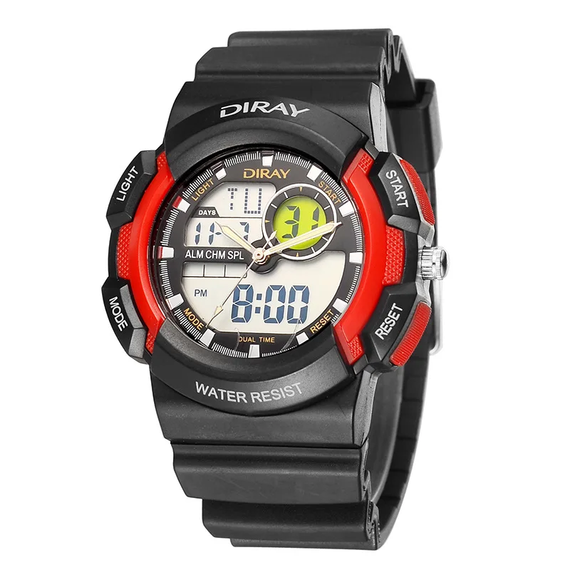DIRAY Топ бренд двойной дисплей часы водонепроницаемые спортивные цифровые