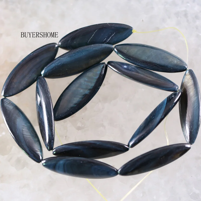 Dark Blue Модные украшения 10X30 мм многоцветные Перламутровые Бусины в виде ракушки, 1" O081-102 - Цвет: Dark Blue