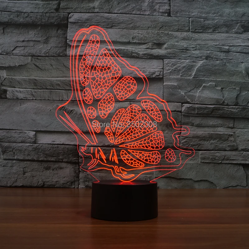 Мультфильм красивый 3D Бабочка Дизайн ночника 7 меняющихся цветов LED usb свет как