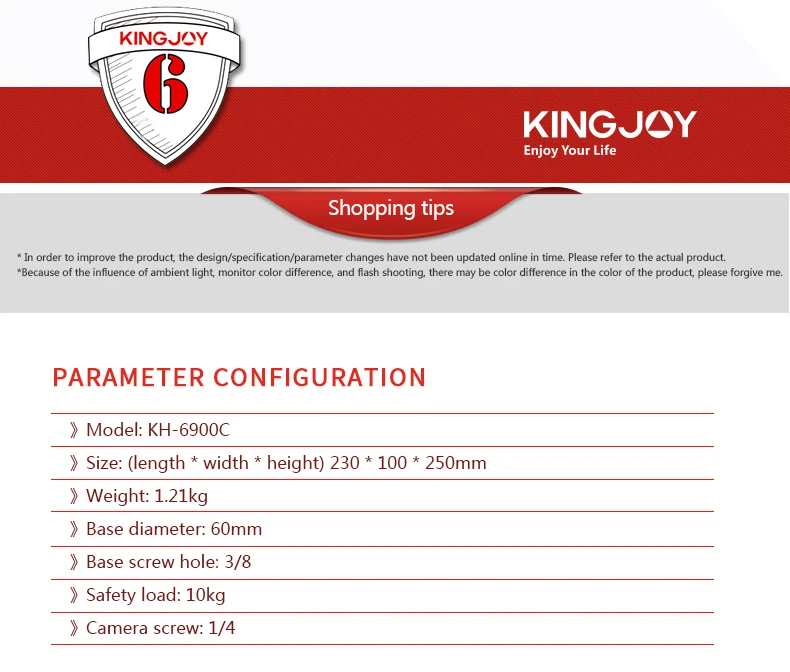 KINGJOY официальный KH-6900/6900C шарнирная головка Профессиональный штатив шаровая Головка для DSLR камеры и панорамной жидкости 360 градусов
