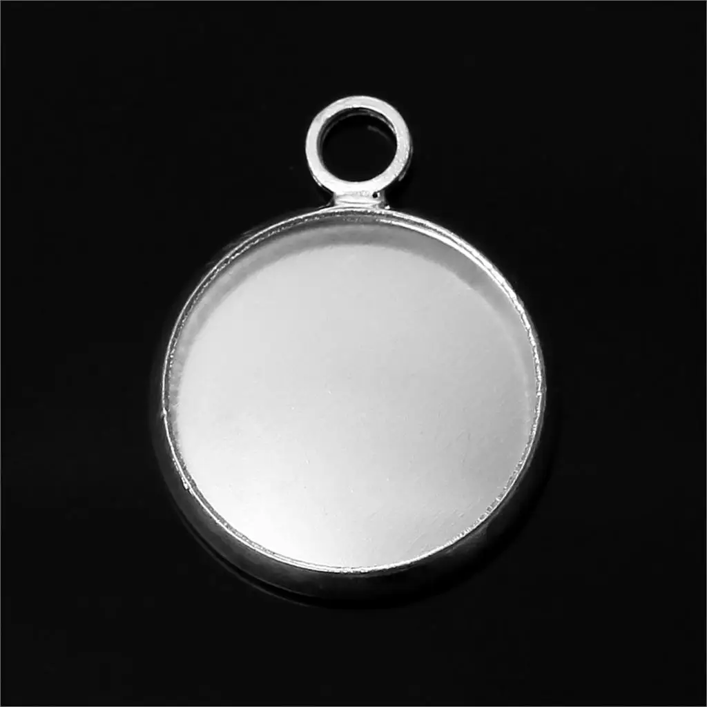 DoreenBeads медные Подвески Круглые Серебристые настройки кабошона (подходит для 12 мм)