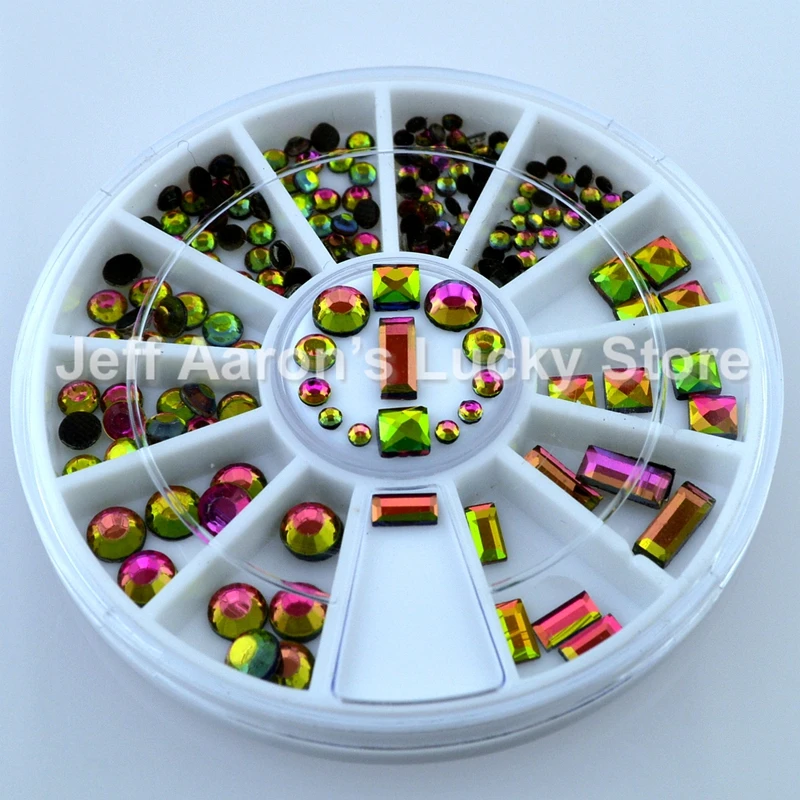 Flat black 3d nails accessoires rhinestone wheel for glitter nail art decorations round rectrangular square | Красота и здоровье