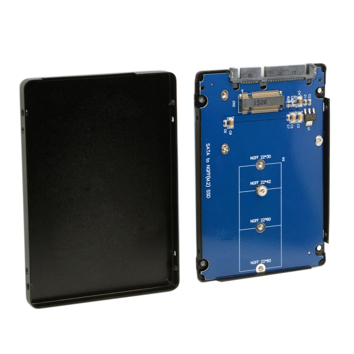 B + M Key Socket 2 M.2 NGFF (SATA) SSD до 5 SATA карта адаптер с черный металлический чехол |