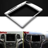 bbqfuka new car accessories chrome radio gps navigation cover bezel trim frame abs fit for jeep grand cherokee 2011