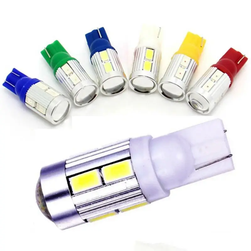 

2pcs T10 W5W LED 10 Chips 5630 5730 SMD LED Bulb Car Auto Front Turn Singal Dome Door Parking License Plate Light Clearance Lamp
