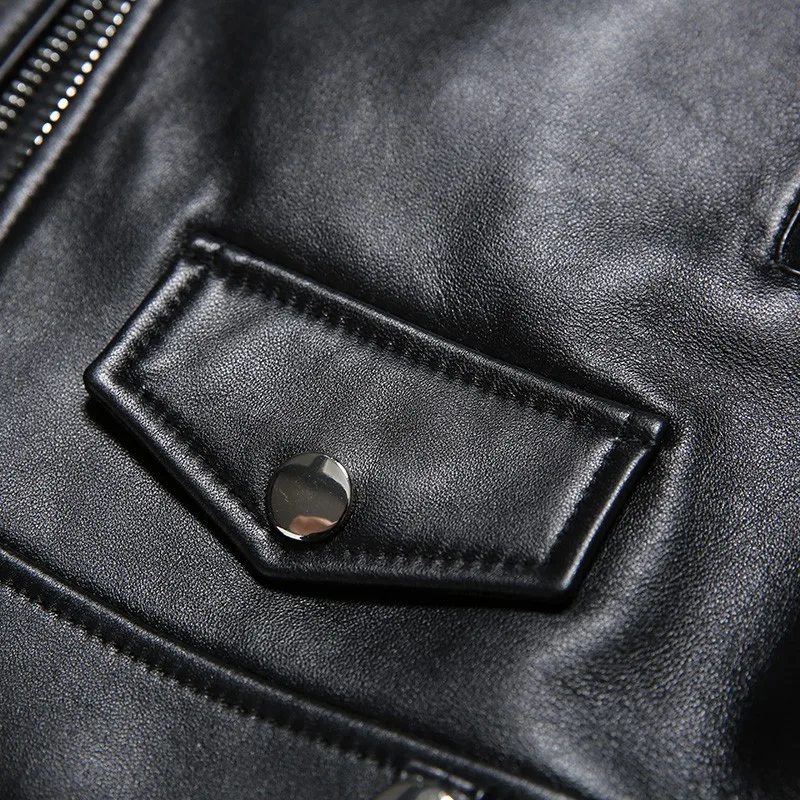 

New Women Sheepskin Genuine Leather Jackets Autumn Winter Black Motorcycle Biker Jacket Ladies Real Leather Coats Chaqueta Mujer