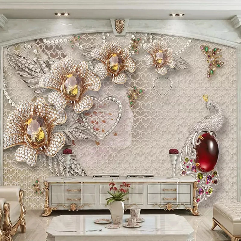 Европейский стиль 3D стерео ювелирные изделия цветок фото фрески обои Гостиная ТВ