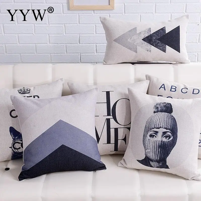 

Black And White Geometric Abstract Decorative Pillowcases Polyester Back Lumbar Throw Pillow Case Geometric Pillowcase Home