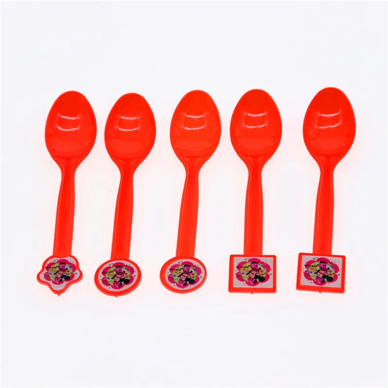 spoon 10pcs Тематическая вечеринка на день рождения с Минни Маус, украшение для девочек, детский подарок на вечеринку, одноразовые наборы посуды, товары для дня рождения - Цвет: spoon 10pcs