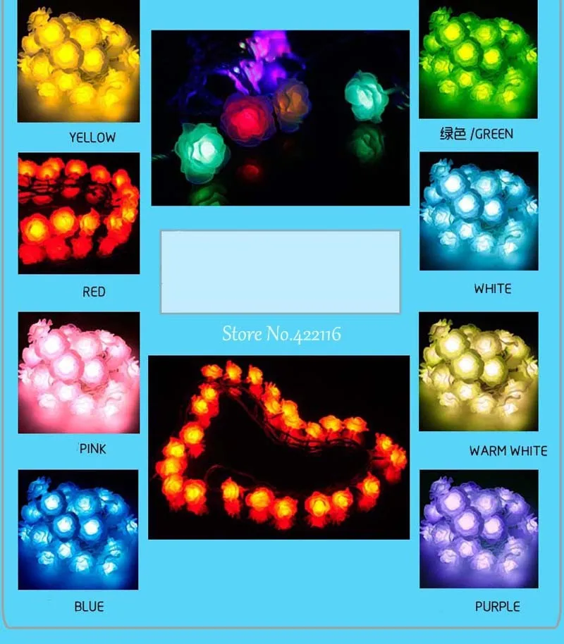 50 светодиодных розовых цветов сказочных рождественских огней Navidad украшения для