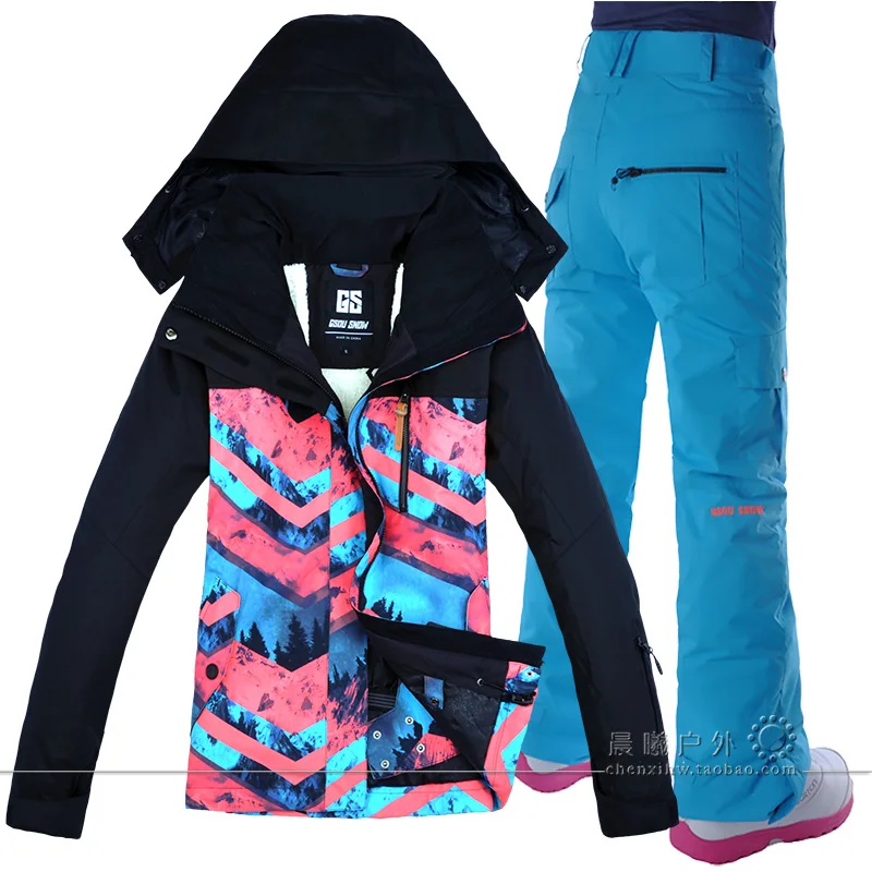 

Gsou Snow Outdoor Windproof Waterproof Winter Thickening Double Ski Ski Jacket, Snowboard Suit, Women's Suit.Free Shipping