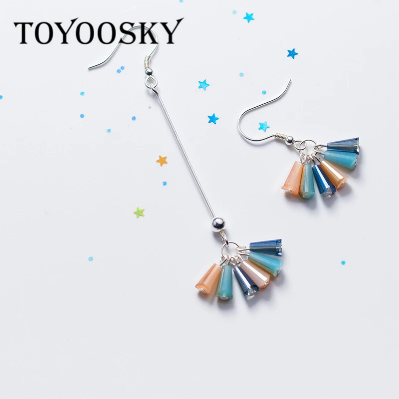 Новые милые корейские красочные серьги с кисточками для девочек асимметричные