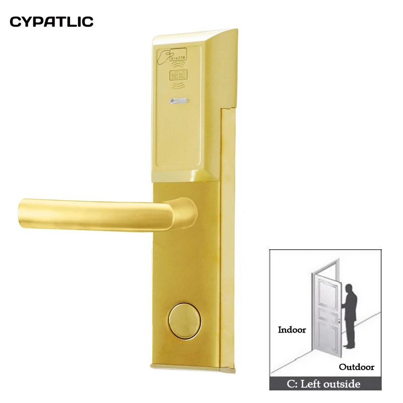 CYPATLIC Rfid отель ключ карты замок с Rfid карты отель замок системы - Цвет: Golden left outside