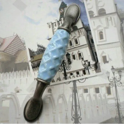 96 мм синие ручки для комода круглые ящиков керамические кухонного шкафа античные