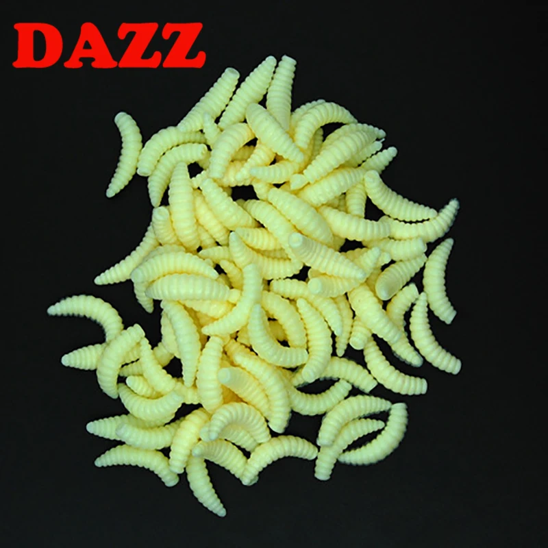 10 шт. 2 см/0 4 г Мягкая рыболовная приманка Mealworms черви Светящиеся Силиконовые