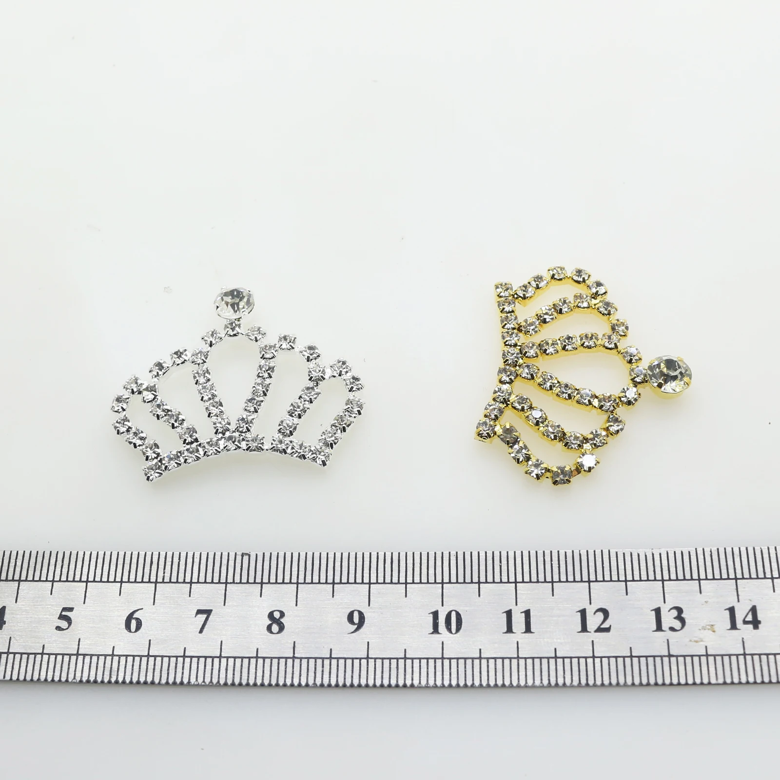 

YWXINXI 10 Pcs / lot 36*28mm Gold Silver Crown Rhinestone Buckle Metal Jewelry New Glass Crafts Decorative Accessories