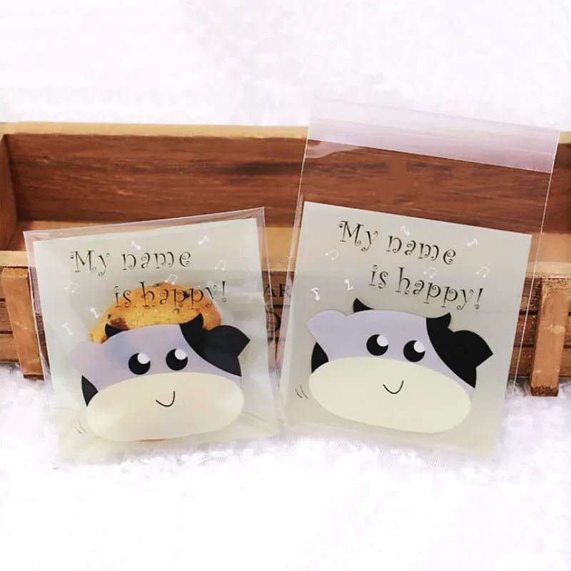 100 шт милый корова мультфильм 7*7 см клейкое печенье diy Подарочная сумка для