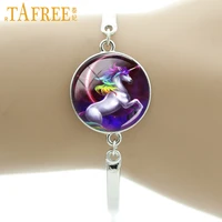 tafree brand men women fashion rainbow unicorn horse animal bracelet trendy moon charm white unicorn jewelry friends gifts b528