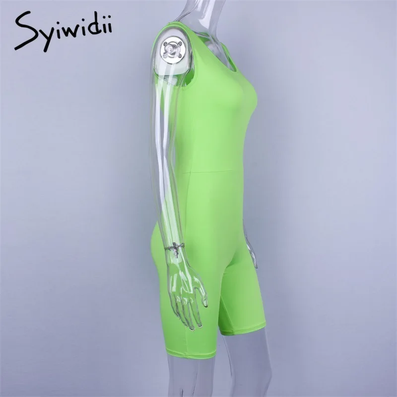 Женский спортивный костюм без рукавов Syiwidii флуоресцентный зеленый для фитнеса и