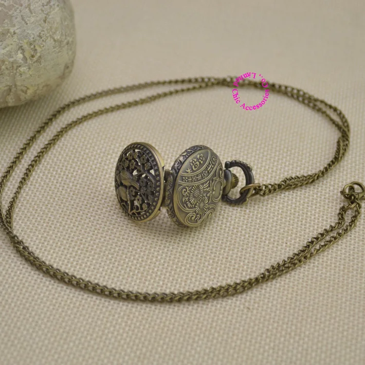 Модные кварцевые карманные часы с птицей Женские винтажные антикварные брелоки