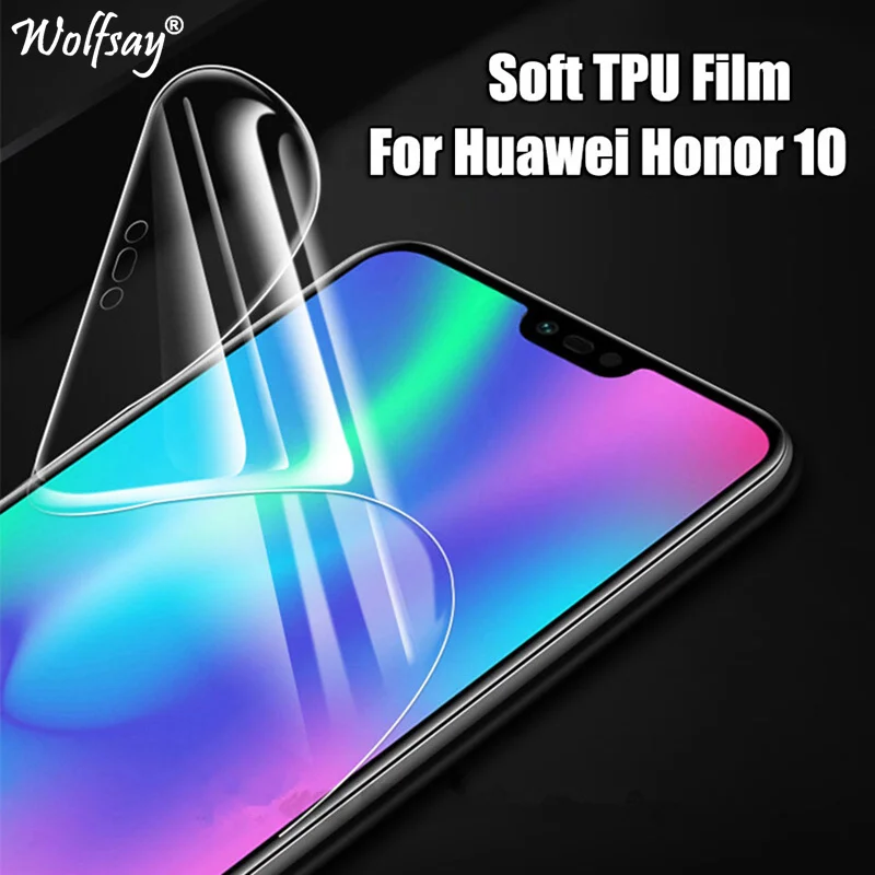 2 шт. мягкая защитная пленка для экрана Honor 10 полностью покрывающая нанопленка из