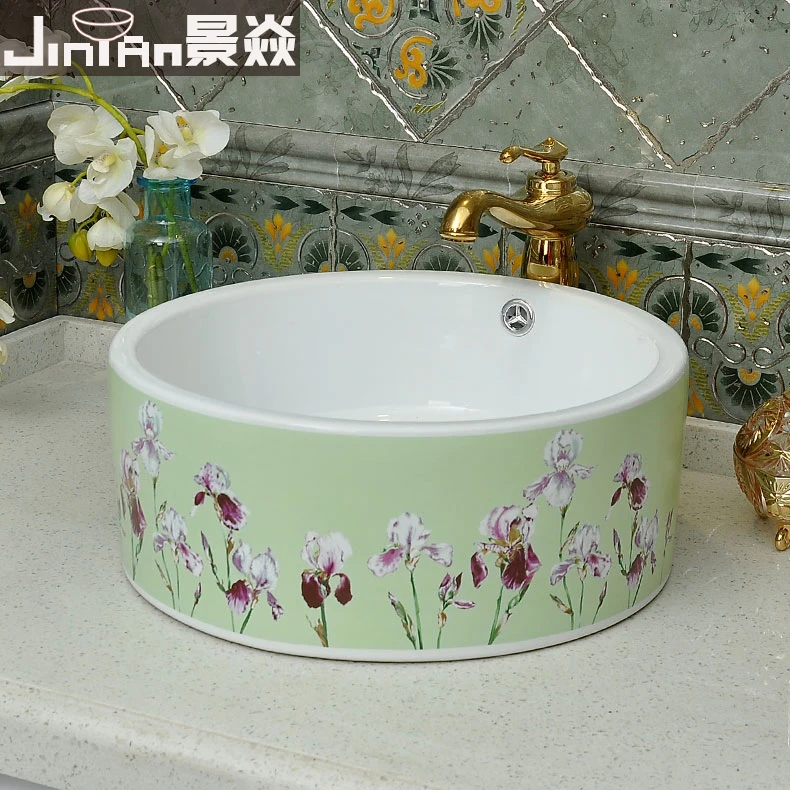 [ New ] King Yan starting Jingdezhen Ceramic Art Basin Counter wash basin washbasin Iris |